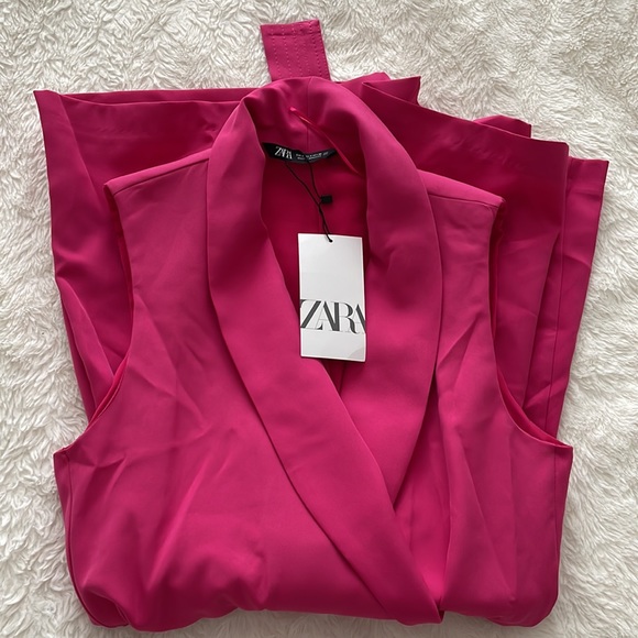 NWT ZARA Pink Buckle belt blazer jumpsuit. - Picture 5 of 6